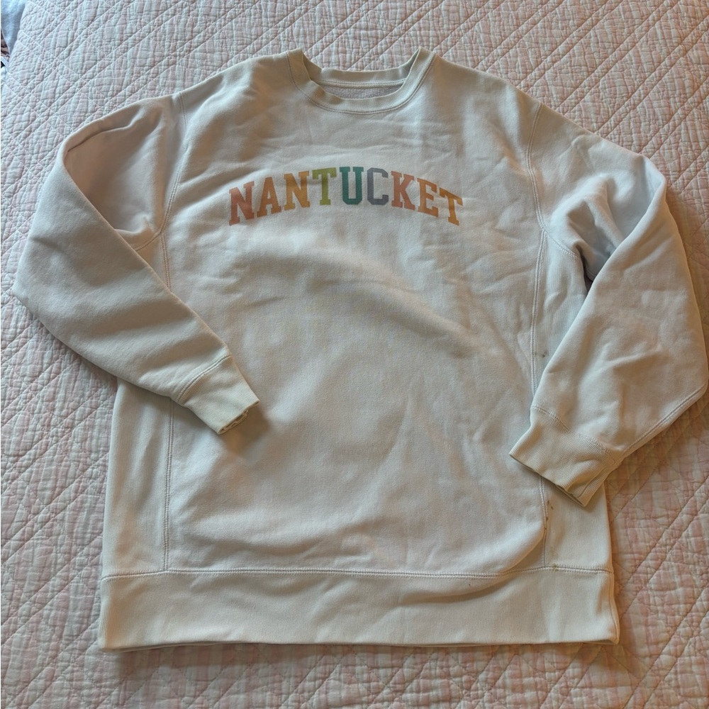 BROdenim Nantucket Cream and Rainbow Crewneck Sweatshirt